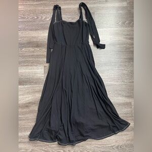 Black reformation dress with tie straps and pockets